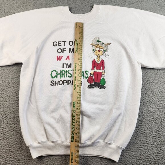 VTG 90's Funny Christmas Cat Sweatshirt Extra Large Crewneck Sweater Grannycore - Picture 5 of 11